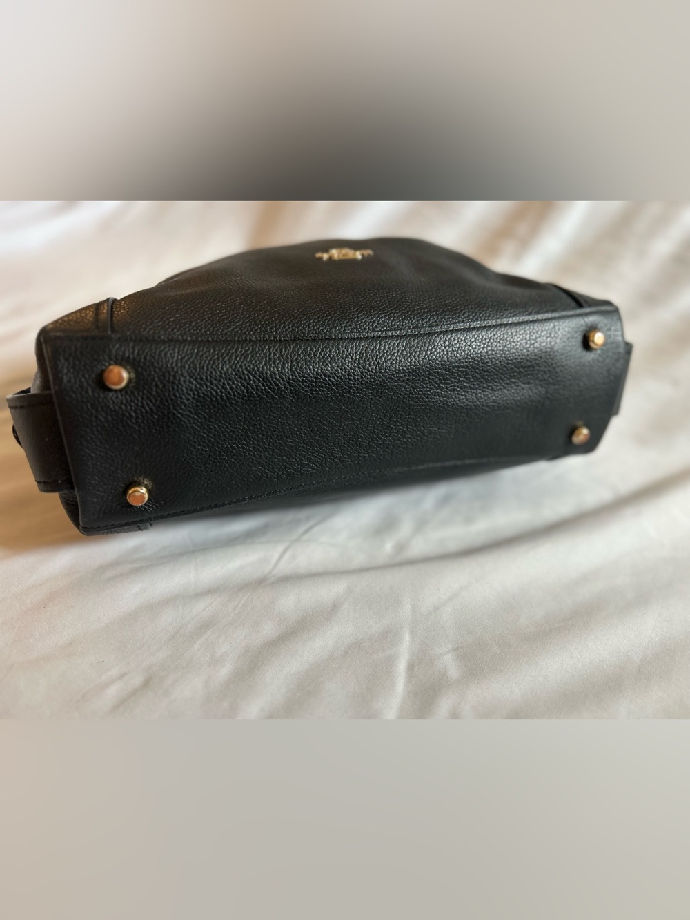 Coach Edie Black Pebbled Leather Shoulder Bag - Picture 7 of 15